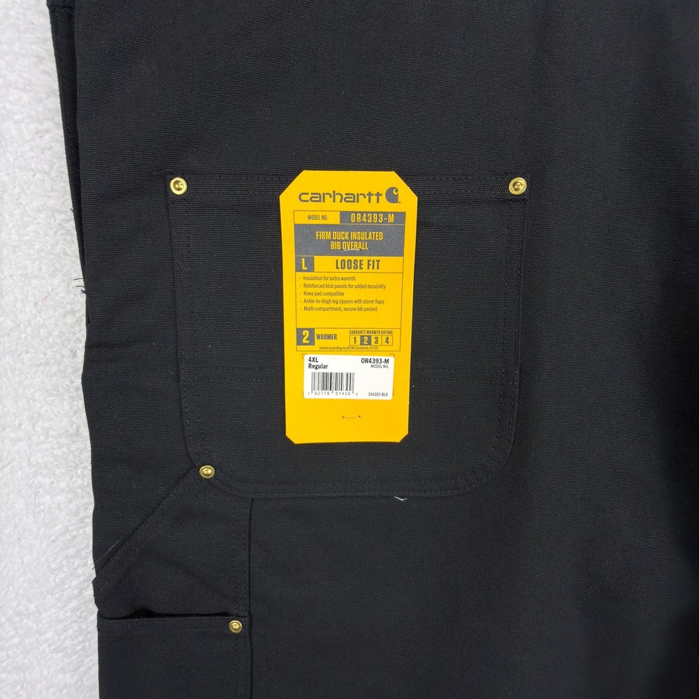 Carhartt Firm Duck Insulated Bib Overall Mens 4XL Black NWT 104393 BLK